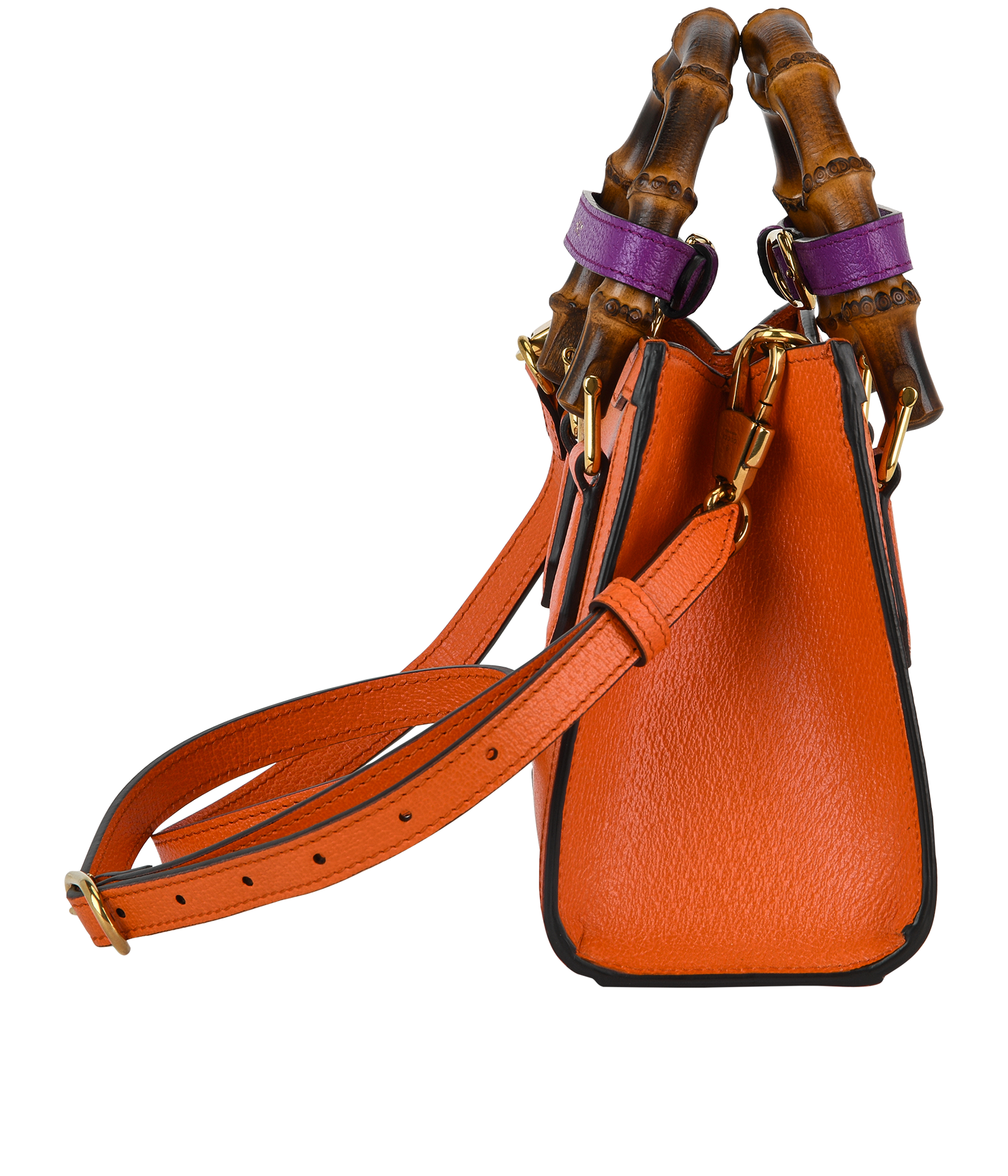 Diana Mini, &pound;1,200, Handbags, Orange/Purple, Leather, Side view